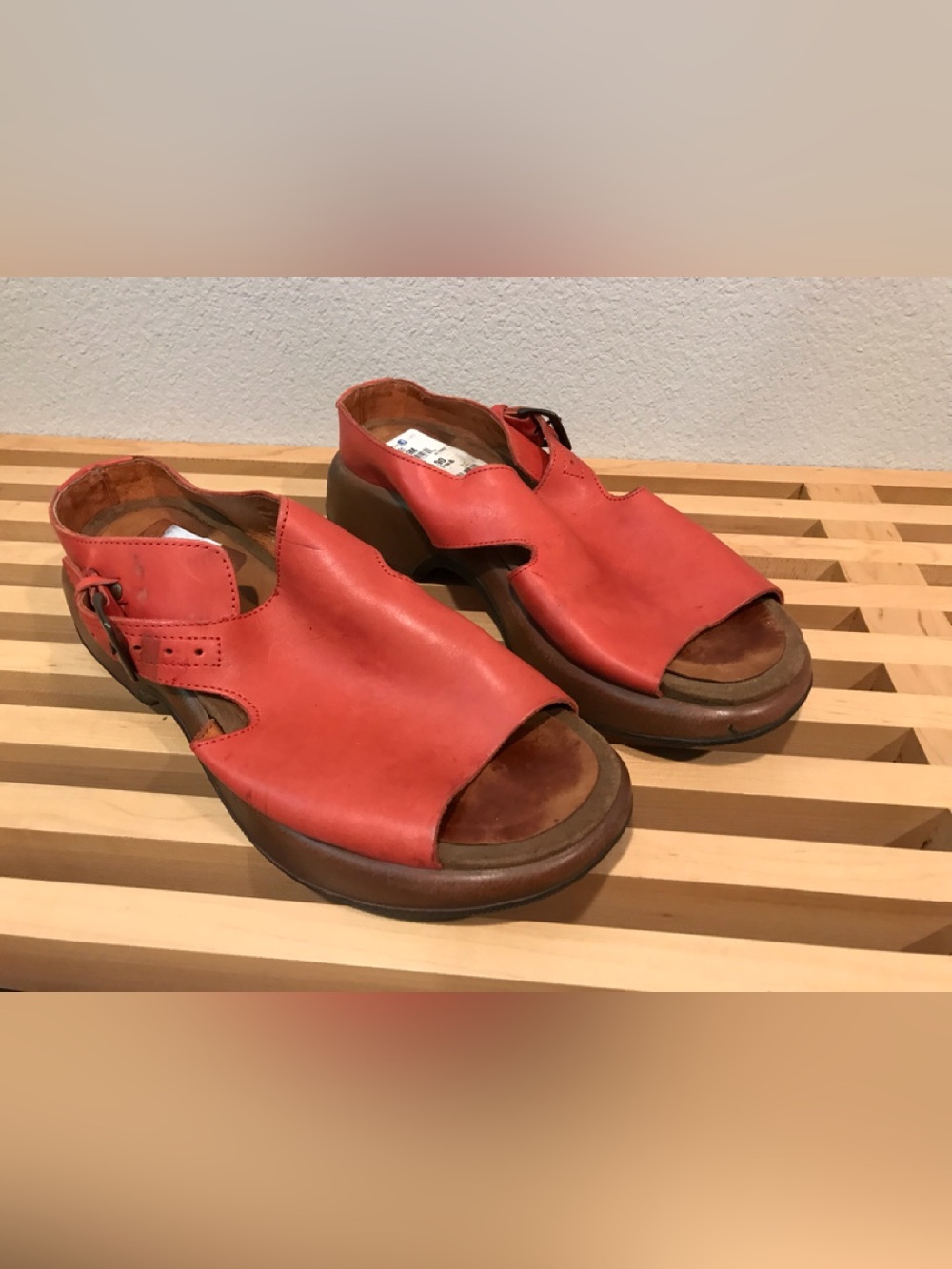 Dansko Red Leather Open-Toe Sandals